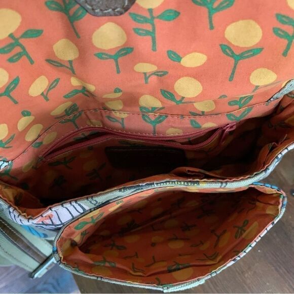 Fossil Canvas Leather Birdcage Messenger Crossbody Bag Tan - Picture 7 of 8